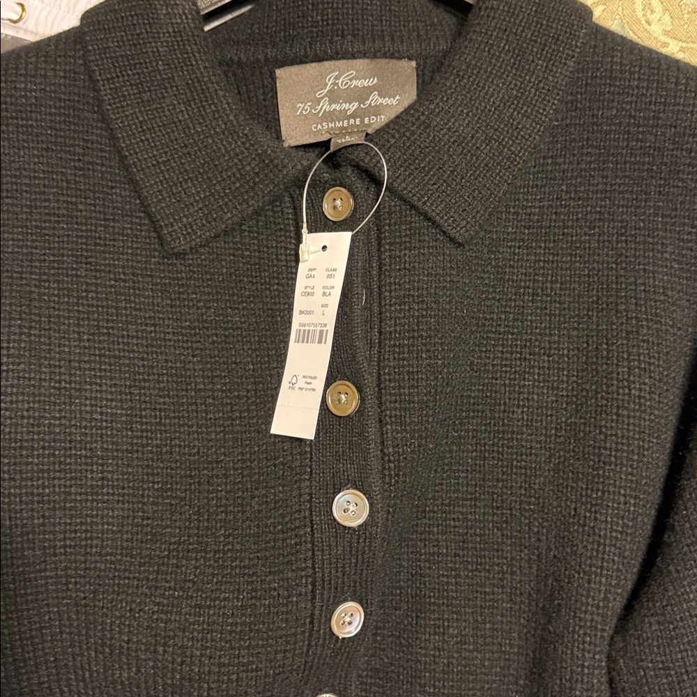Jcrew Spring Street cashmere polo sweater-dress in Black, size L, NWT - Picture 10 of 10